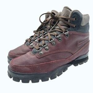 Vintage 90s Nike Air ACG Leather Hiking Boots Burgundy‎ Mid Size 7.5